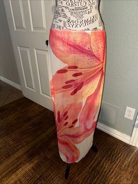 Floral Maxi Skirt in Coral Pink